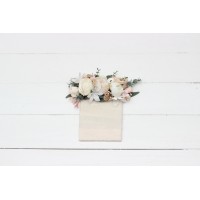 Pocket boutonniere in white cream blush pink color scheme. Flower accessories. 5199