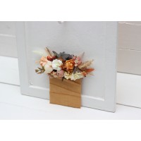 Pocket boutonniere in terracotta ivory  rust color scheme. Flower accessories. 0029