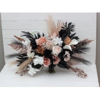 Wedding bouquets in dusty rose black cinnamon white colors. Bridal bouquet. Faux bouquet. Bridesmaid bouquet. Gothic black wedding bouquet. 5203