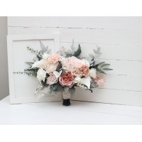 Wedding bouquets in white blush pink colors. Bridal bouquet. Fauxbouquet. Bridesmaid bouquet. 5204