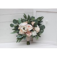 Wedding bouquets in white cream blush pink colors. Bridal bouquet.  Faux bouquet. Bridesmaid bouquet. 5199