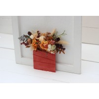 Pocket boutonniere in rust brown ivory color scheme. Flower accessories. 0019