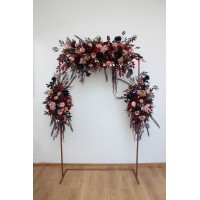  Flower arch arrangement in black burgundy dusty rose and gold colors.  Arbor flowers. Floral archway. Faux flowers for wedding arch. 5202