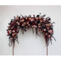  Flower arch arrangement in black burgundy dusty rose and gold colors.  Arbor flowers. Floral archway. Faux flowers for wedding arch. 5202