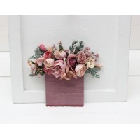 Pocket boutonniere in dusty rose blush pink color scheme. Flower accessories. 5123