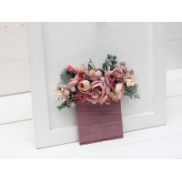 Pocket boutonniere in dusty rose blush pink color scheme. Flower accessories. 5123