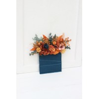 Pocket boutonniere in rust teal color scheme. Square flowers. Flower accessories. 5209