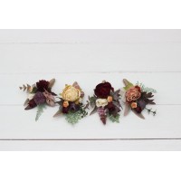  Wedding boutonnieres and wrist corsage  in burgundy ivory dusty rose color scheme. Flower accessories. 5144