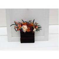 Pocket boutonniere in  rust burgundy ivory color scheme. Flower accessories. 0007