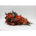 Wedding bouquets in rust terracotta burnt orange  colors. Bridal bouquet.  Faux bouquet. Cascading bouquet. Bridesmaid bouquet. Banksia bouquet. 0505