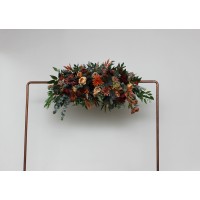  Flower arch arrangement in rust terracotta burgundy brown colors.  Arbor flowers. Floral archway. Faux flowers for wedding arch. 5212