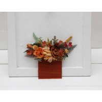 Pocket boutonniere in orange rust color scheme. Flower accessories.5213