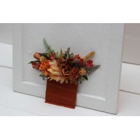 Pocket boutonniere in orange rust color scheme. Flower accessories.5213