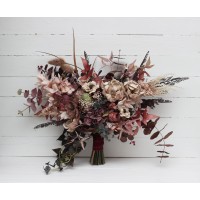 Wedding bouquets in beige brown mocha burgundy colors. Bridal bouquet. Cascading bouquet. Faux bouquet. Bridesmaid bouquet. 5215