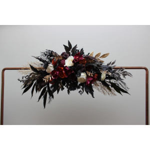  Flower arch arrangement in purple black rust gold colors.  Arbor flowers. Floral archway. Faux flowers for wedding arch. 5014 v2