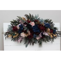  Flower arch arrangement in burgundy navy blue gold pink   colors.  Arbor flowers. Floral archway. Faux flowers for wedding arch. 5221