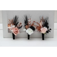  Wedding boutonnieres and wrist corsage  in dusty rose color scheme. Flower accessories. 5203