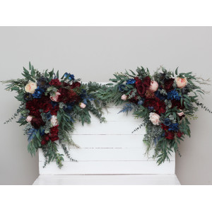  Set of 2 arrangements. Flower arch arrangement in burgundy navy blue blush pink colors.  Arbor flowers. Floral archway. Faux flowers for wedding arch. 5022