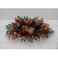  Flower arch arrangement in teal rust gold plum mustard colors.  Arbor flowers. Floral archway. Faux flowers for wedding arch. Jewel tone wedding. 5222