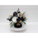 White black gold centerpiece. Table decor. Wedding flowers in box. 5065