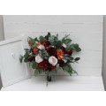 Wedding Bouquets in Rust, Blush Pink & Burgundy | Cascading Faux Bridal & Bridesmaid Bouquets