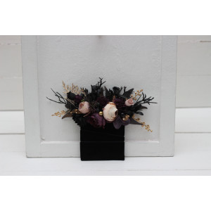Pocket boutonniere in deep purple black gold beige color scheme. Flower accessories. 5194