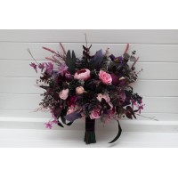 Deep purple fuchsia candy pink bouquets. Bridal bouquet. Cascading bouquet. Faux bouquet. Bridesmaid bouquet. 5228