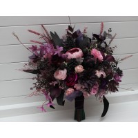 Deep purple fuchsia candy pink bouquets. Bridal bouquet. Cascading bouquet. Faux bouquet. Bridesmaid bouquet. 5228