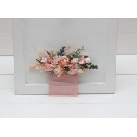 Pocket boutonniere in dusty pink, blush pink and cream color scheme. Flower accessories. Pocket flowers. Square flowers. 5232