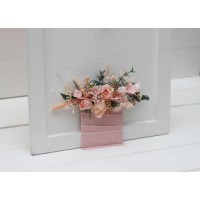 Pocket boutonniere in dusty pink, blush pink and cream color scheme. Flower accessories. Pocket flowers. Square flowers. 5232