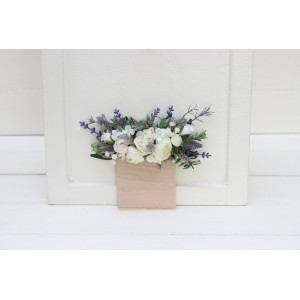 Pocket boutonniere with lavender and white flowers Flower accessories. Pocket flowers. Square flowers. 5238