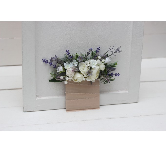 Pocket boutonniere with lavender and white flowers Flower accessories. Pocket flowers. Square flowers. 5238