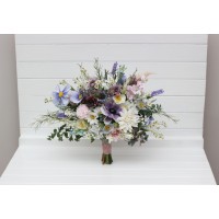 Spring summer wedding. Lilac ivory blush pink flowers. Bridal bouquet. Silk flowers. Wildflowers bouquet. Chamomile bouquet. Poppies bouquet. Cascading bouquet. Faux bouquet. Bridesmaid bouquet. 5248