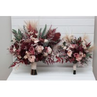 Wedding bouquets in burgundy dusty rose blush pink colors. Bridal bouquet. Cascading bouquet. Faux bouquet. Bridesmaid bouquet. 5256