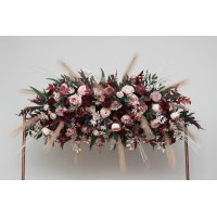  Flower arch arrangement in burgundy dusty rose blush pink colors.  Arbor flowers. Floral archway. Faux flowers for wedding arch.5256