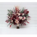 Wedding Bouquets in Burgundy, Dusty Rose & Blush Pink | Faux Bridal & Bridesmaid Cascading Bouquets