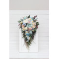Summer Wedding Wildflower Cascading Bouquet | Dusty Blue, Blush Pink & Yellow Faux Bridal & Bridesmaid Bouquets