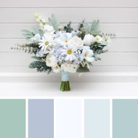 Wedding bouquets in white sky blue colors. Wildflowers bridal bouquet. Cascading bouquet. Faux bouquet. Summer bouquet. Bridesmaid bouquet. 5253