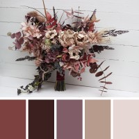 Wedding bouquets in beige brown mocha burgundy colors. Bridal bouquet. Cascading bouquet. Faux bouquet. Bridesmaid bouquet. 5215