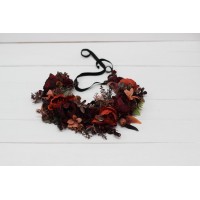 Rust burgundy cinnamon flower crown. Hair wreath. Flower girl crown. Wedding flowers. 0022