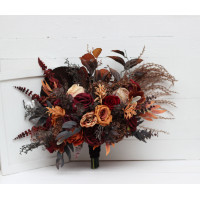 Wedding bouquets in rust burgundy cinnamon colors. Bridal bouquet. Faux bouquet. Bridesmaid bouquet 0022