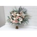 Wedding bouquets in beige white gray blush pink colors. Bridal bouquet. Cascading bouquet. Faux bouquet. Bridesmaid bouquet. 5261