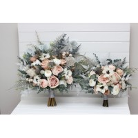 Wedding bouquets in beige white gray blush pink colors. Bridal bouquet. Cascading bouquet. Faux bouquet. Bridesmaid bouquet. 5261