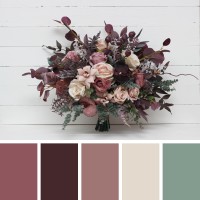 Wedding bouquets. Cascading bouquet. Faux bouquet. Bridesmaid bouquet in mauve purple beige colors. Bridal bouquet. 5180