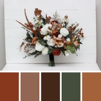 Wedding bouquets in white rust terracotta colors. Bridal bouquet. Faux bouquet. Bridesmaid bouquet. 5129