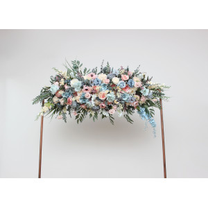 Summer wedding. Dusty blue blush pink yellow arch arrangement. Arch flowers. Fall wedding. Archway flowers. Pergola flowers. Wedding arch. 5259