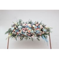 Summer wedding. Dusty blue blush pink yellow arch arrangement. Arch flowers. Fall wedding. Archway flowers. Pergola flowers. Wedding arch. 5259