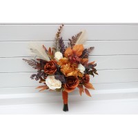 Wedding bouquets in ivory rust colors. Bridal bouquet. Cascading bouquet. Faux bouquet. Bridesmaid bouquet. 5220