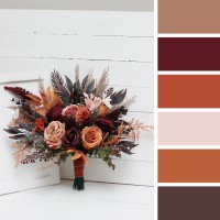 Wedding bouquets in burgundy terracotta colors. Bridal bouquet. Faux bouquet. Bridesmaid bouquet. 5121