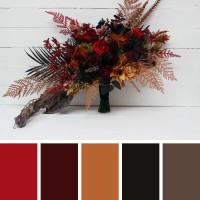 Wedding bouquets in black red rust brown colors. Bridal bouquet.Faux bouquet. Bridesmaid bouquet.Gothic black wedding bouquet. 5150